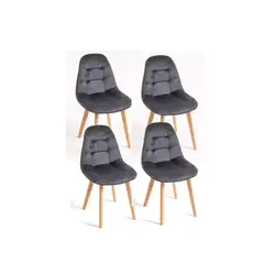 GENERICO - Pack 4 Sillas Capitone Terciopelo Gris