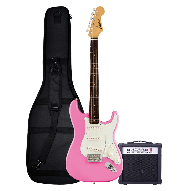 FIDDLER - Combo Guitarra Eléctrica Rosada Fiddler + Amplificador 10W