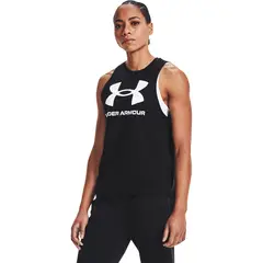 UNDER ARMOUR - Polera sin mangas Rival para mujer Negro