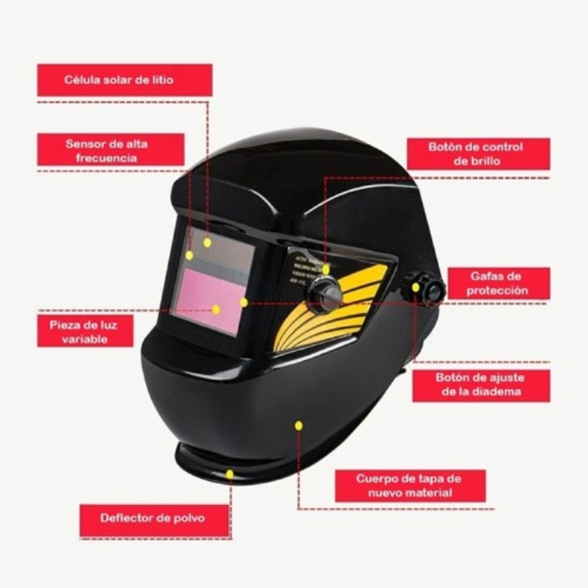 U BUY - Máscara Careta Soldar Fotosensible Cinta Acolchada