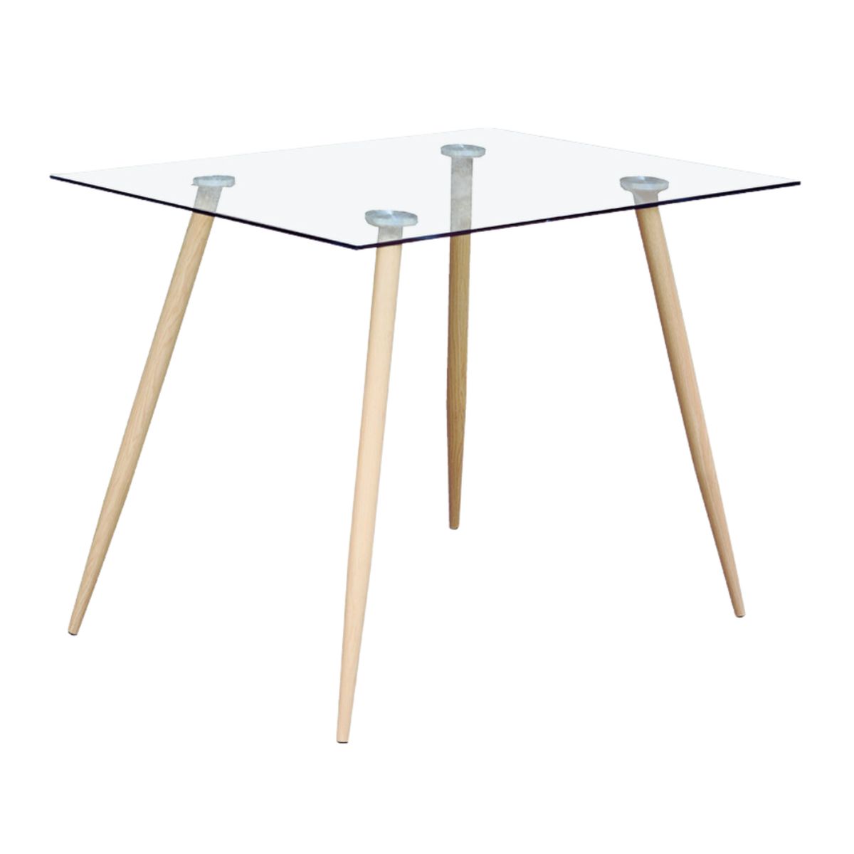 PANDALINO - Mesa Cuadrada Vitreo 80x80 - Vidrio templado - Diseño Nórdico