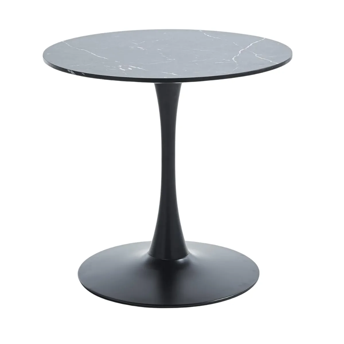 PANDALINO - Mesa Redonda Tulip - Vinilo Cuarzo Negro - - 100 cm