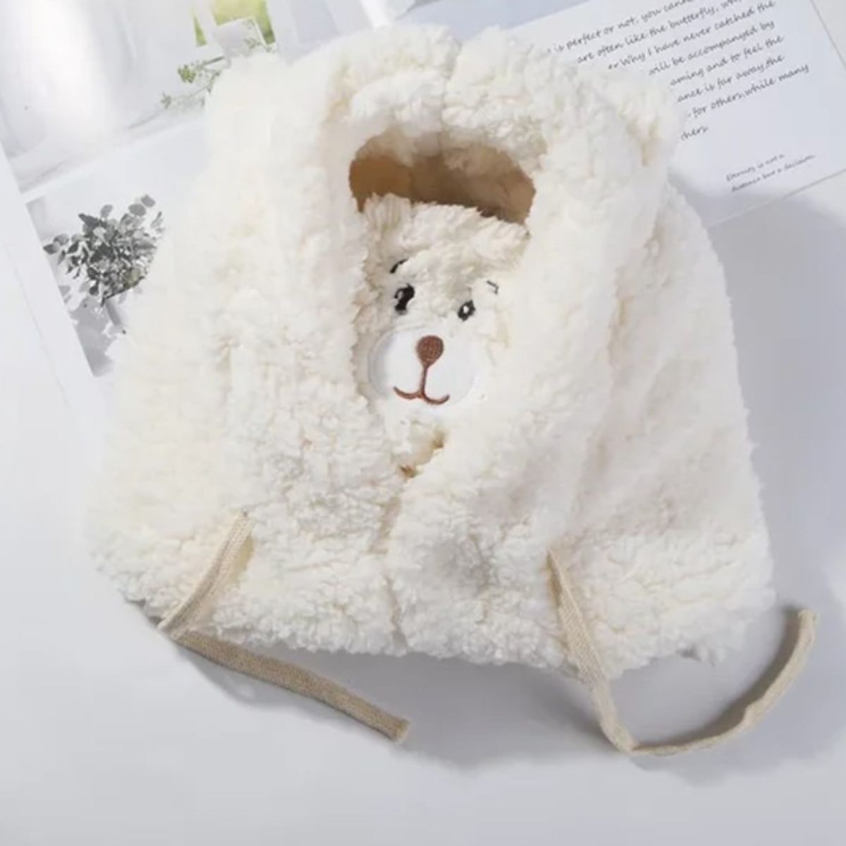 GENERICO - Gorro invierno Niño niña Osito con cuello y cubre boca