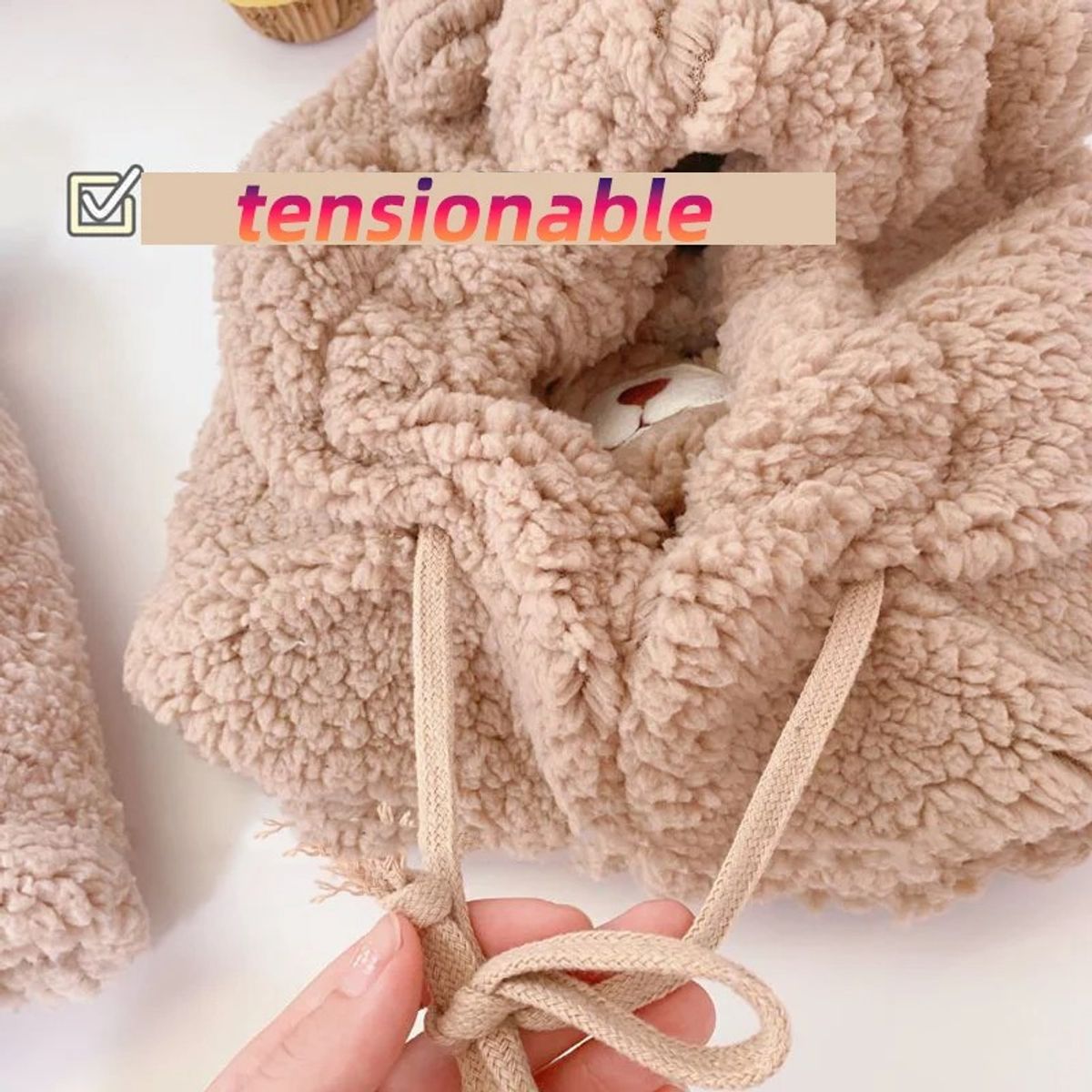 GENERICO - Gorro invierno Niño niña Osito con cuello y cubre boca