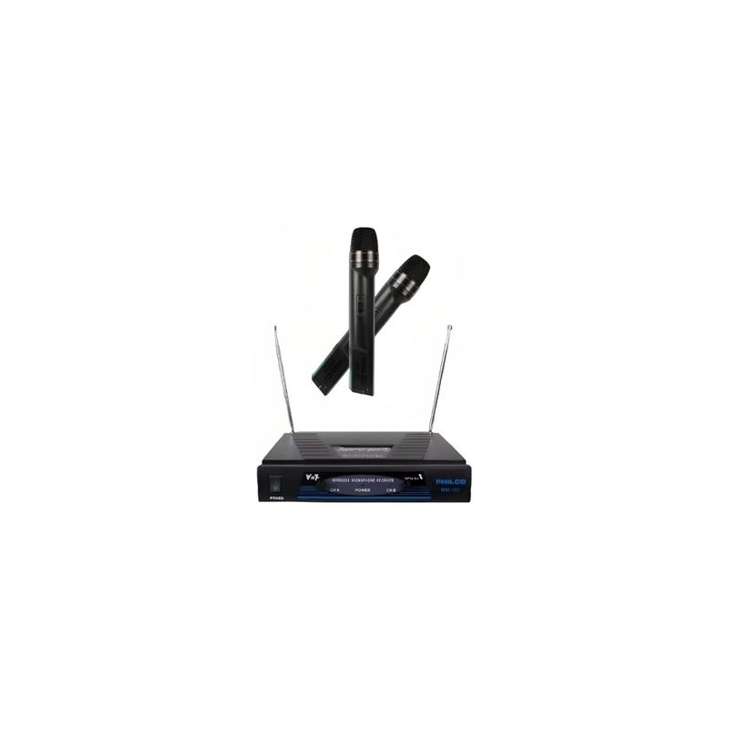 PHILCO - Pack de 2 Microfonos Inalambricos PRO VHF WM-787 Audio HD