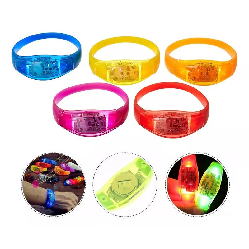 KUANGYE - Pulseras Fluorescentes Led Control De Sonido Fiesta Fluor