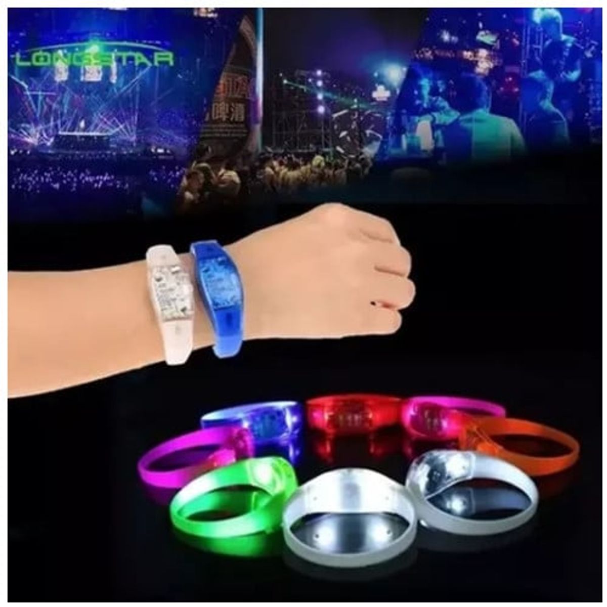 KUANGYE - Pulseras Fluorescentes Led Control De Sonido Fiesta Fluor