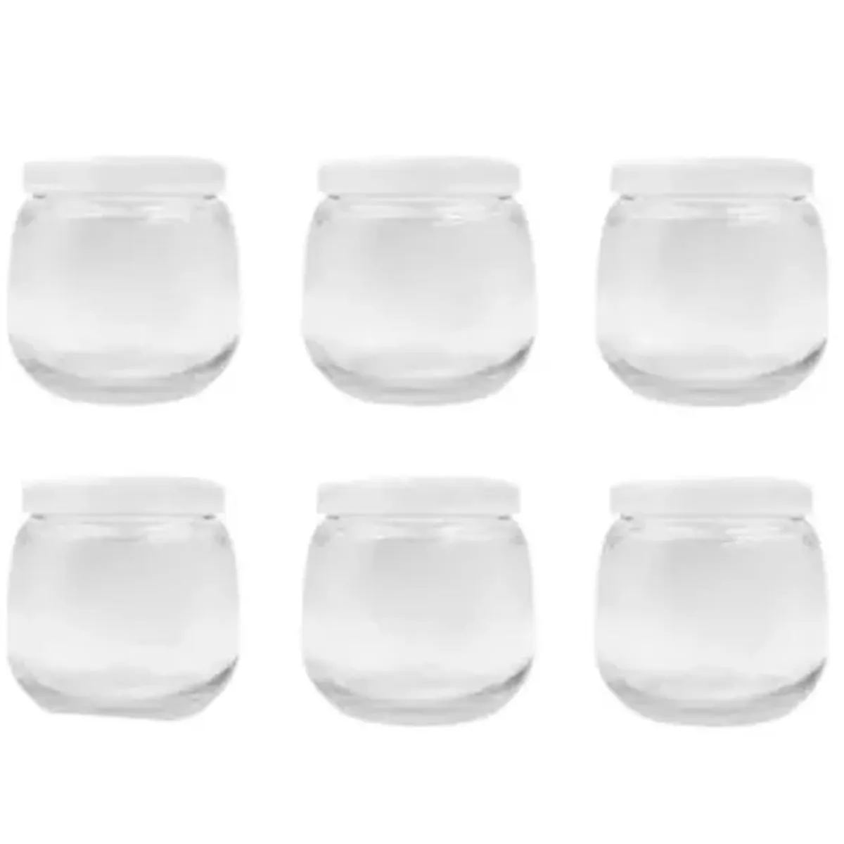 180 COMPOSTABLE - Pack De 6 Frascos De Vidrio Con Tapa Plástica Redondo de 120ml