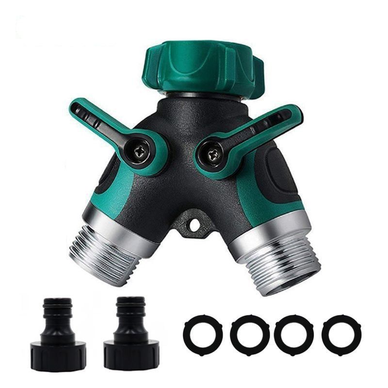 KUANGYE - Divisor Manguera Metal 2 Vías +2 Conector Riego Jardín