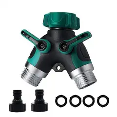 KUANGYE - Divisor Manguera Metal 2 Vías +2 Conector Riego Jardín