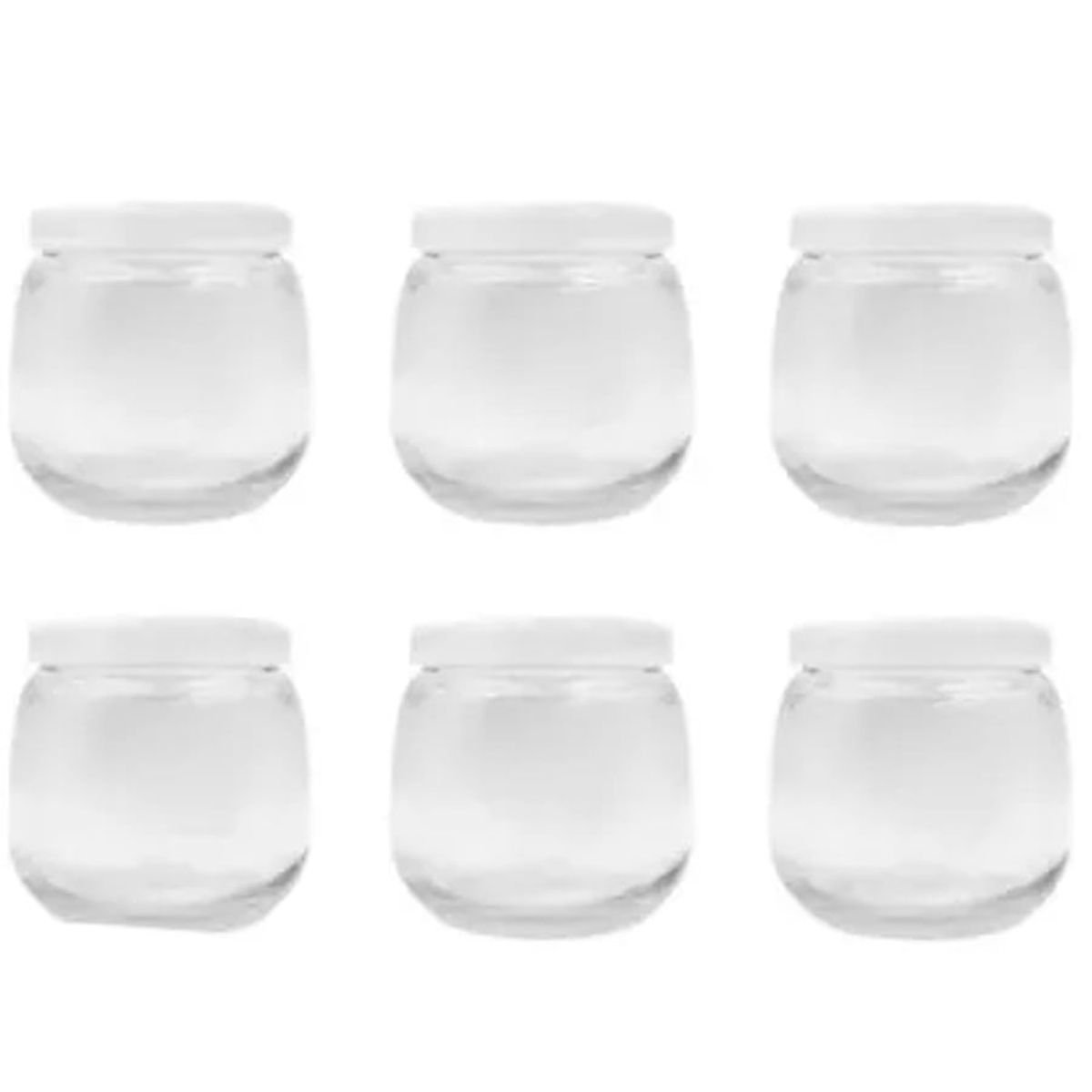 180 COMPOSTABLE - Pack De 6 Frascos De Vidrio Con Tapa Plástica Redondo de 200ml