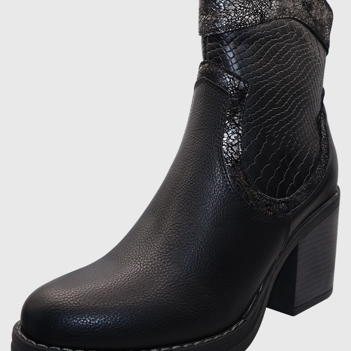 DINASTELLA - Botas Elegantes corta print de Taco alto para mujer Danicolle Negras