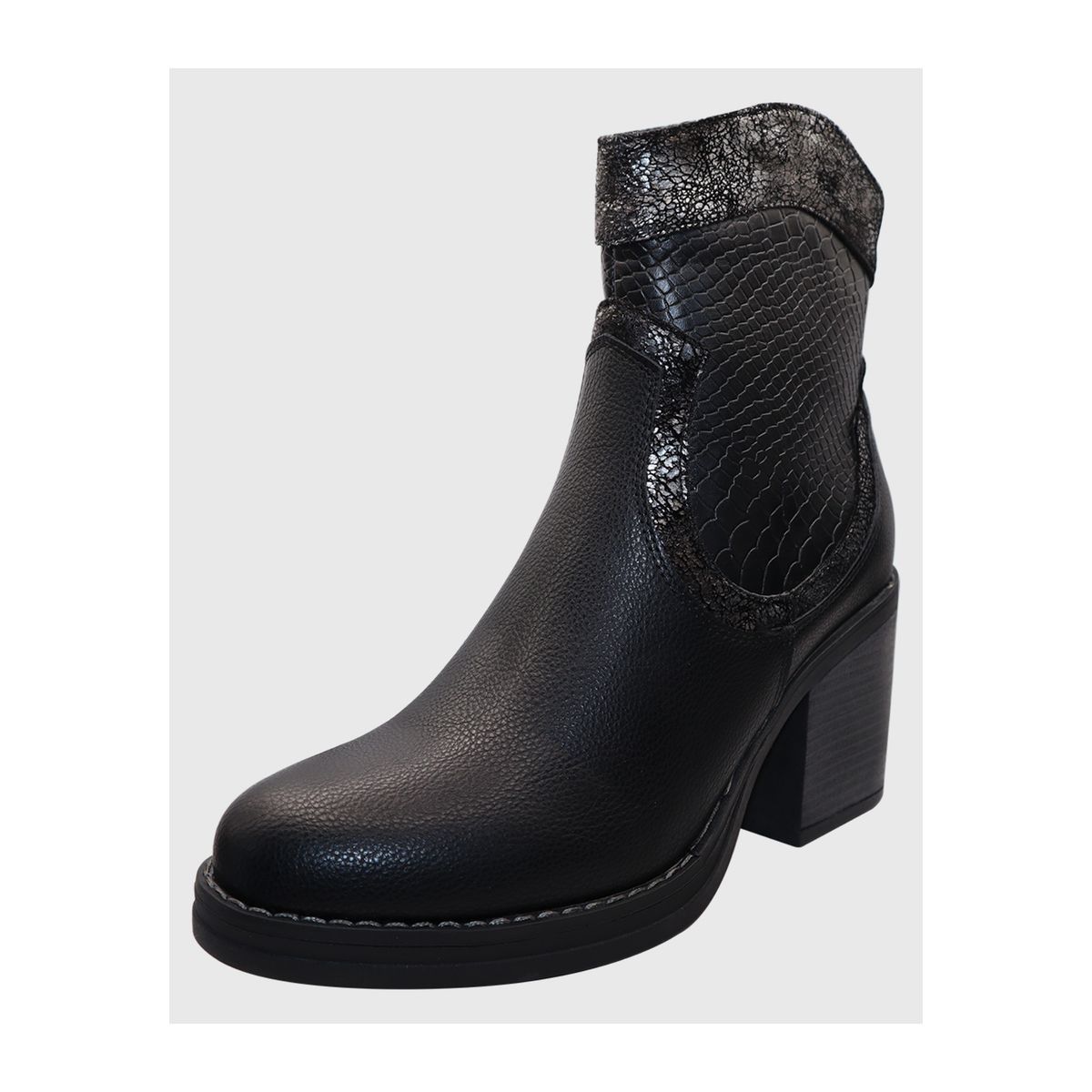 DINASTELLA - Botas Elegantes corta print de Taco alto para mujer Danicolle Negras