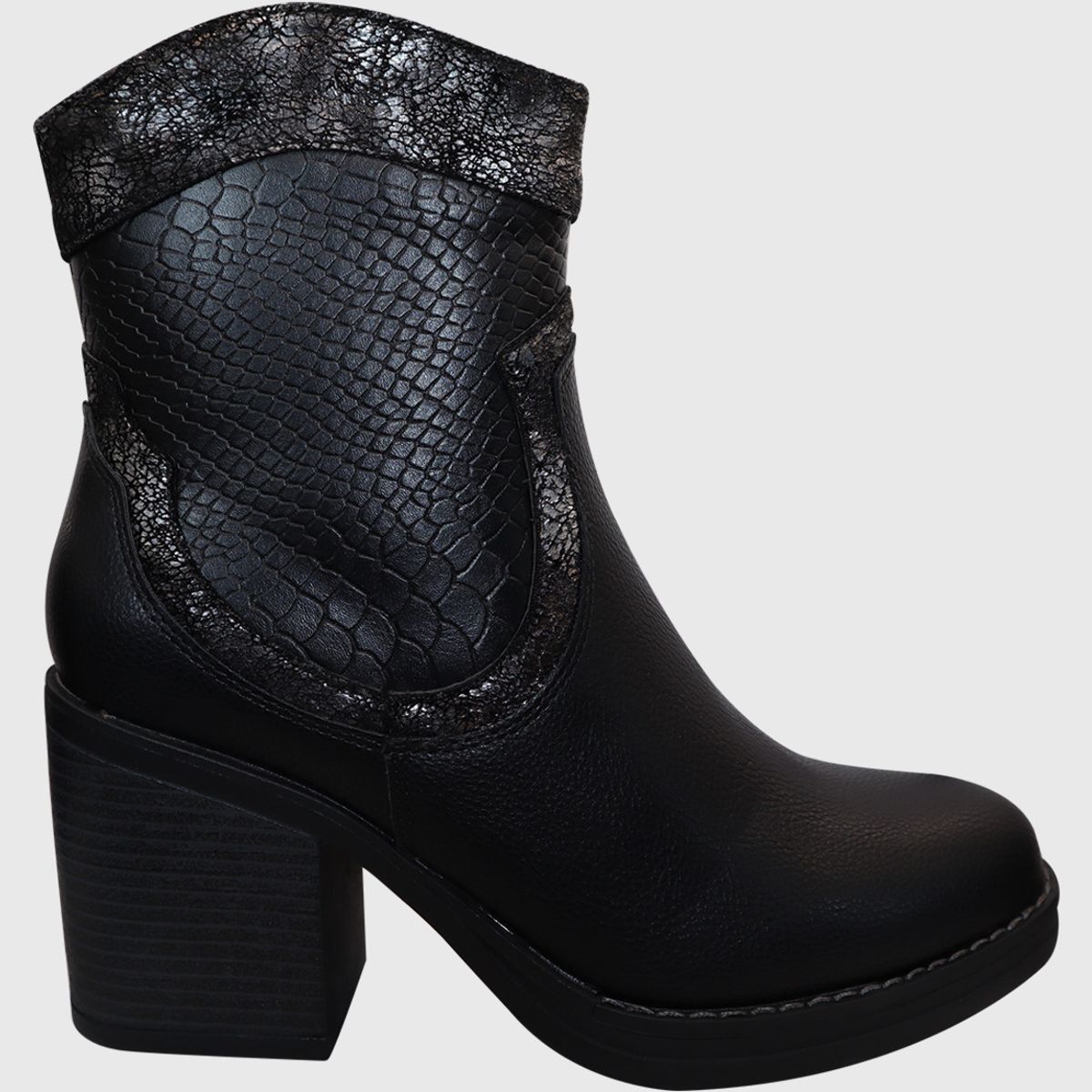 DINASTELLA - Botas Elegantes corta print de Taco alto para mujer Danicolle Negras