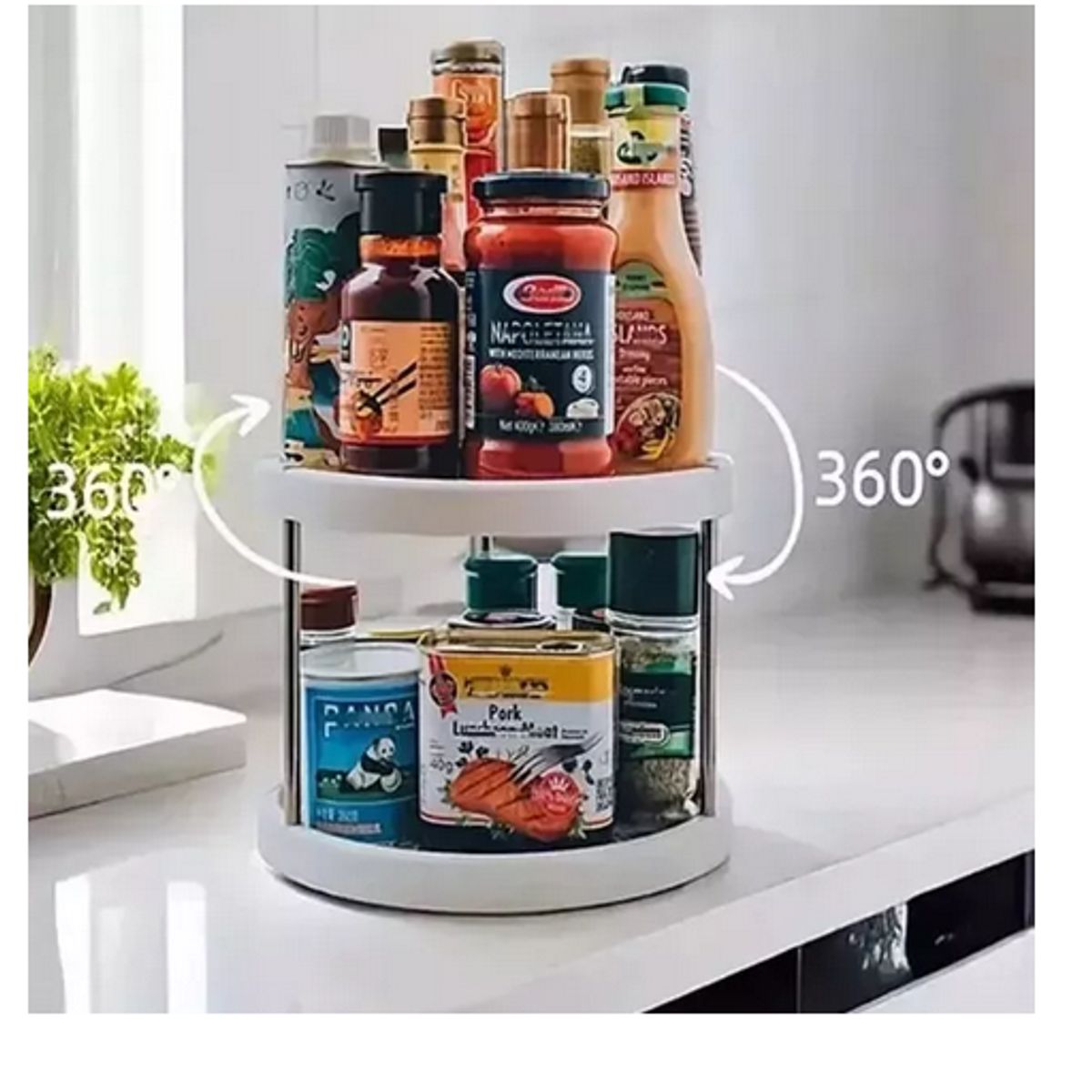 GENERICO - Organizador Estante Especiero Giratorio De 2 Niveles Cocina