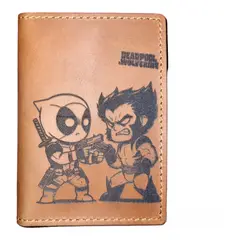 GENERICO - Deadpool & Wolverine tarjetero cuero genuino cafe
