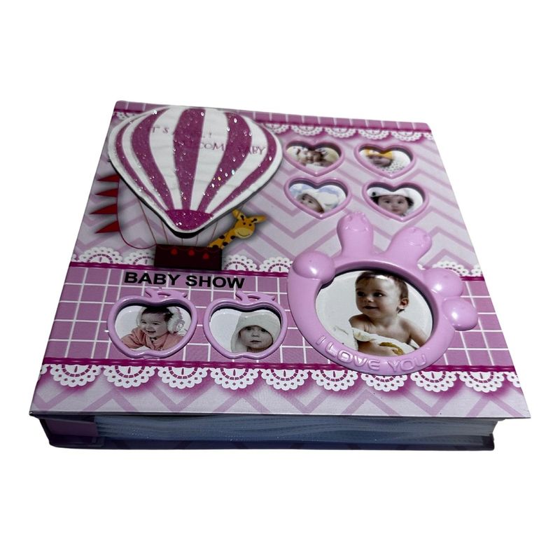 KIVARA - Album Foto Bebe Infantil Diseño Globo Rosa 120 Fotos