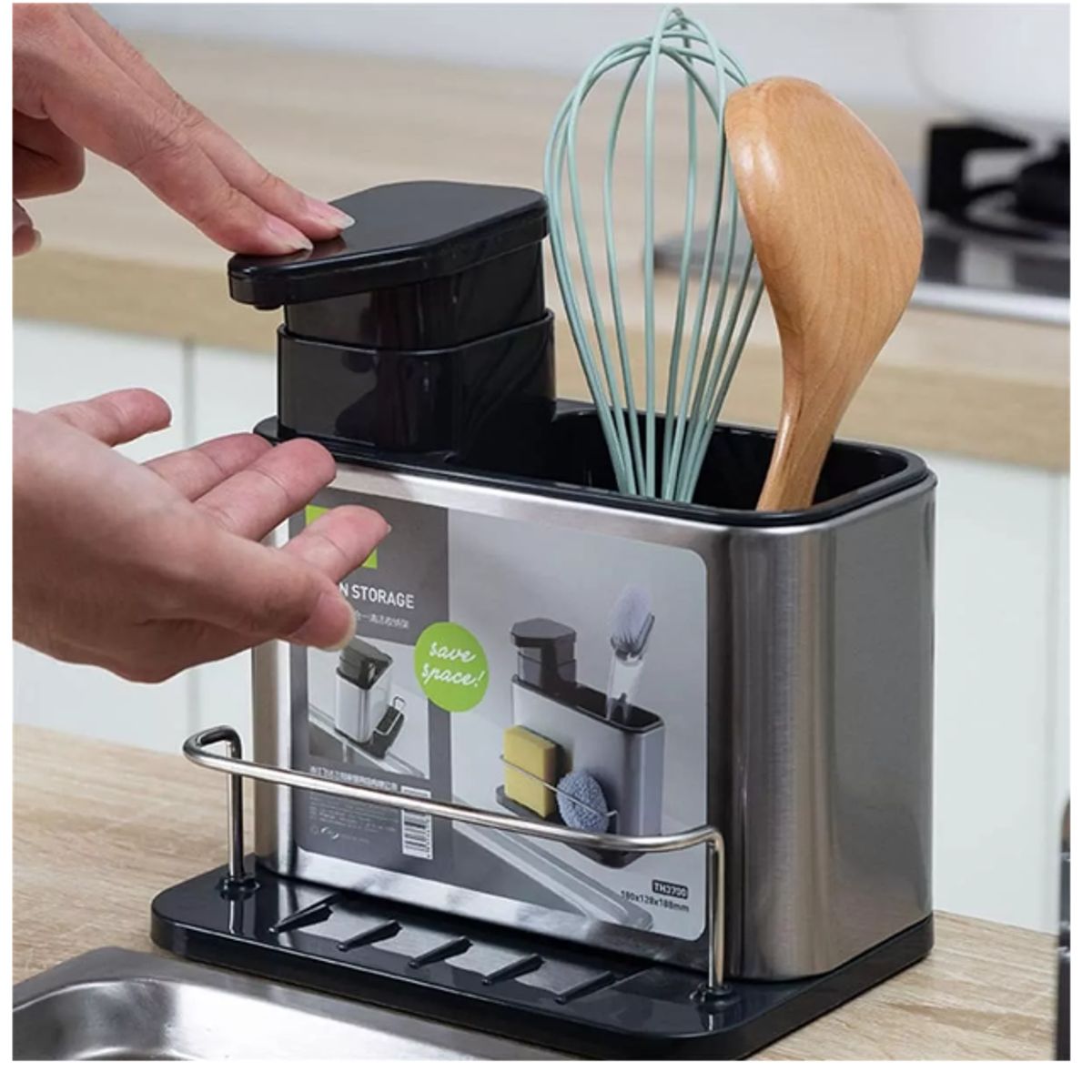 GENERICO - Dispensador De Lavalozas Jabón Y Porta Esponja Organizador