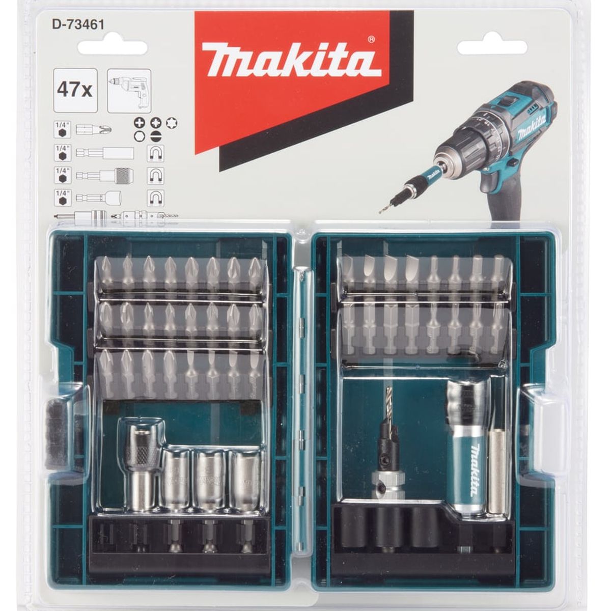 MAKITA - Juego De Puntas, Vasos Y Mandril Guia 47 Pzs. D-73461