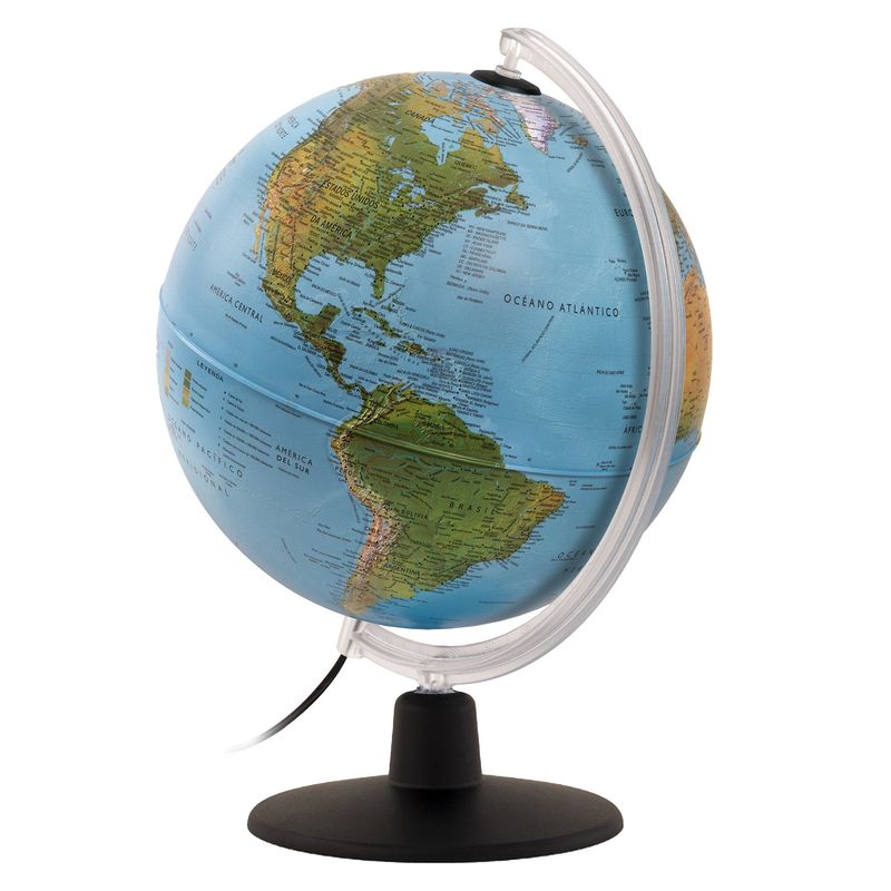 ADETEC - Globo Terráqueo 25 Cm Con Luz Led Modelo Gaia