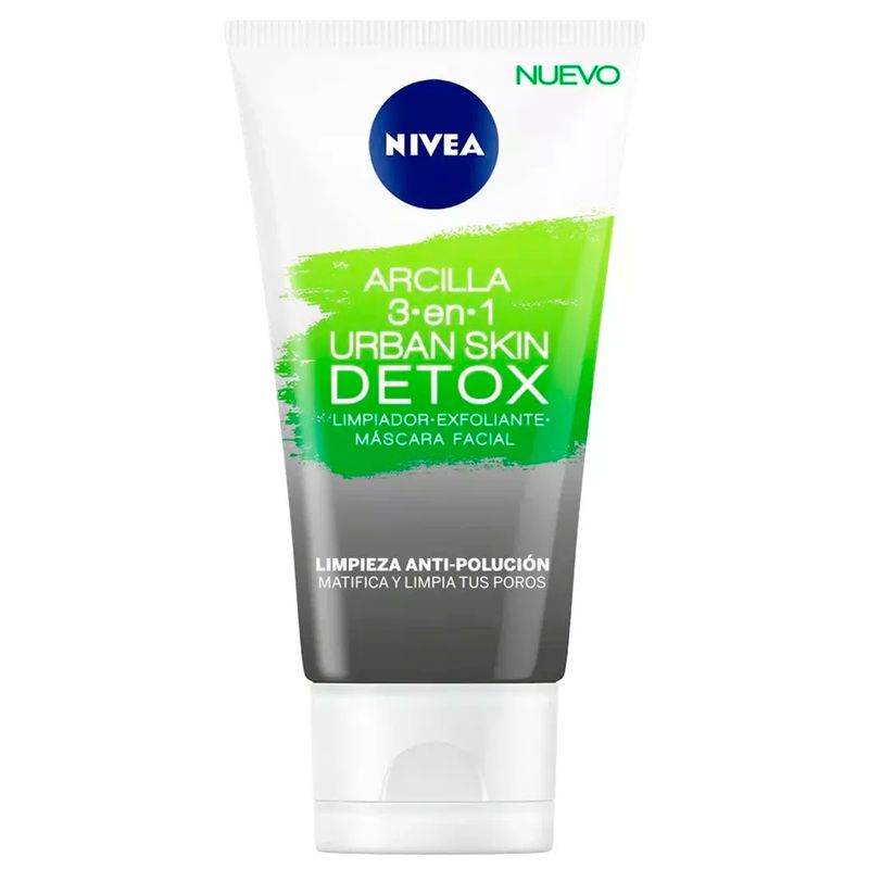NIVEA - Limpiador Facial 3en1 Arcilla Urban Skin Detox 150ml Nivea