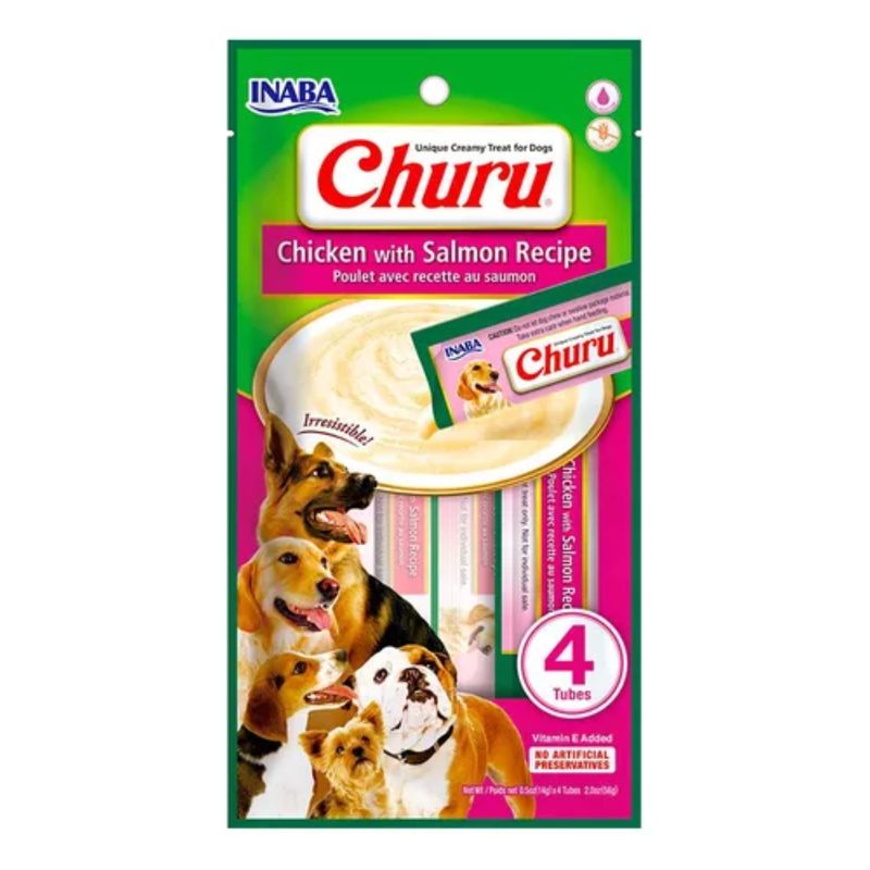 INABA - Churu Para Perro Pollo y Salmon 4 Tubos de 14 grs INABA