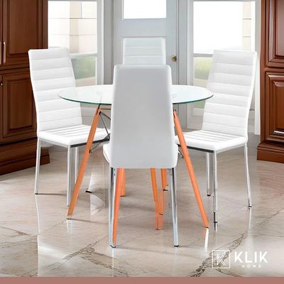 Imagen 2 del producto Mesa Eames 80cm redonda vidrio + 4 Sillas Dining Liana - Blancas