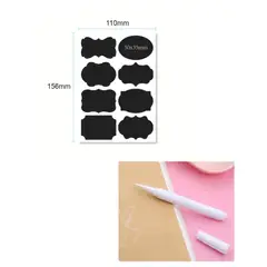 GENERICO - 80 Etiquetas Pizarra Adhesivas 5 * 3,5 Cms + Lápiz Tiza +Reg