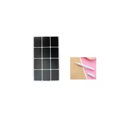 GENERICO - 120 Etiquetas Pizarra Adhesivas 4 * 3 Cms + Lápiz Tiza +Reg