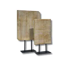 NECTAR - Set panel tallado decorativo madera teca con soporte