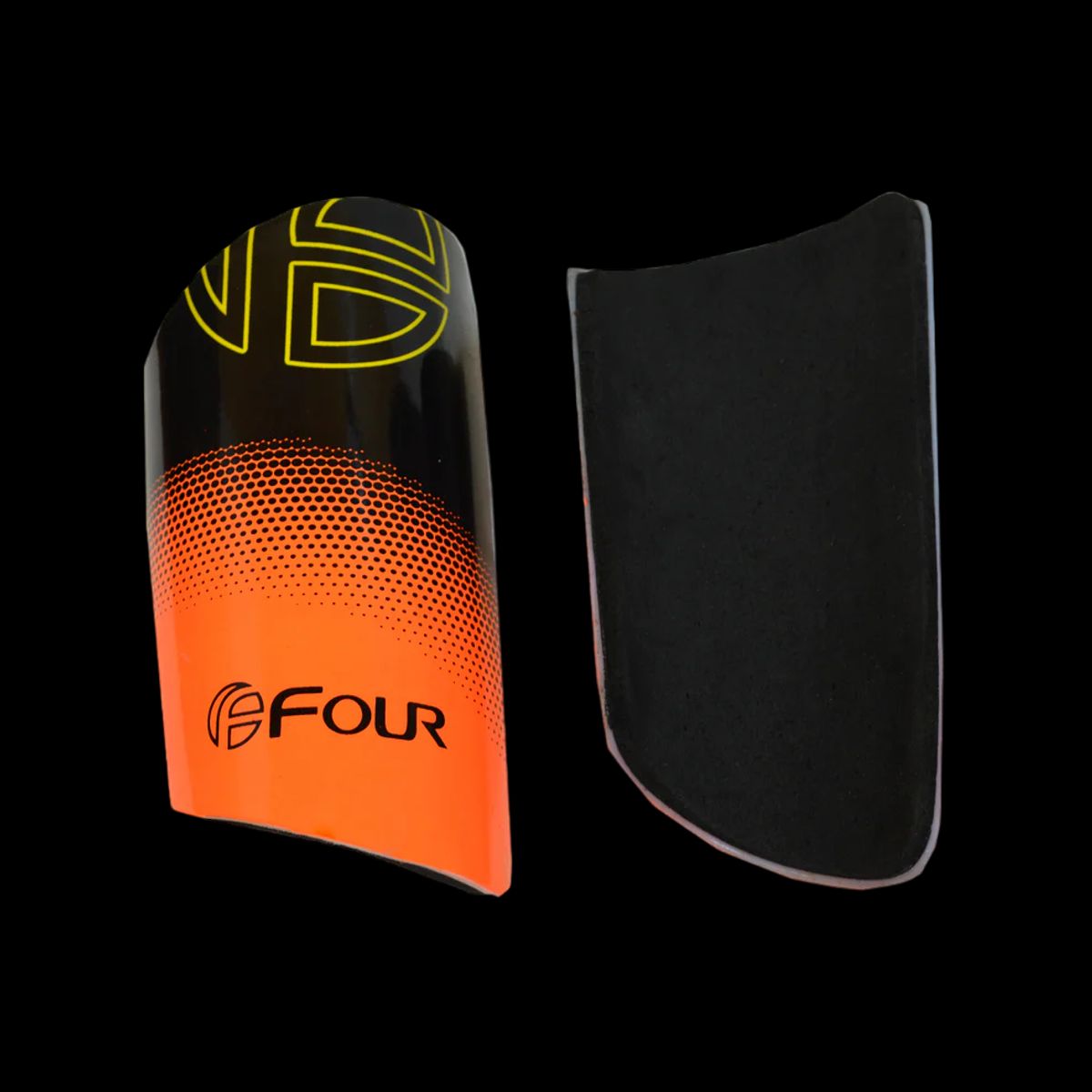 FOUR - Canilleras de Fútbol Four Xtrem Negro Naranja Adulto