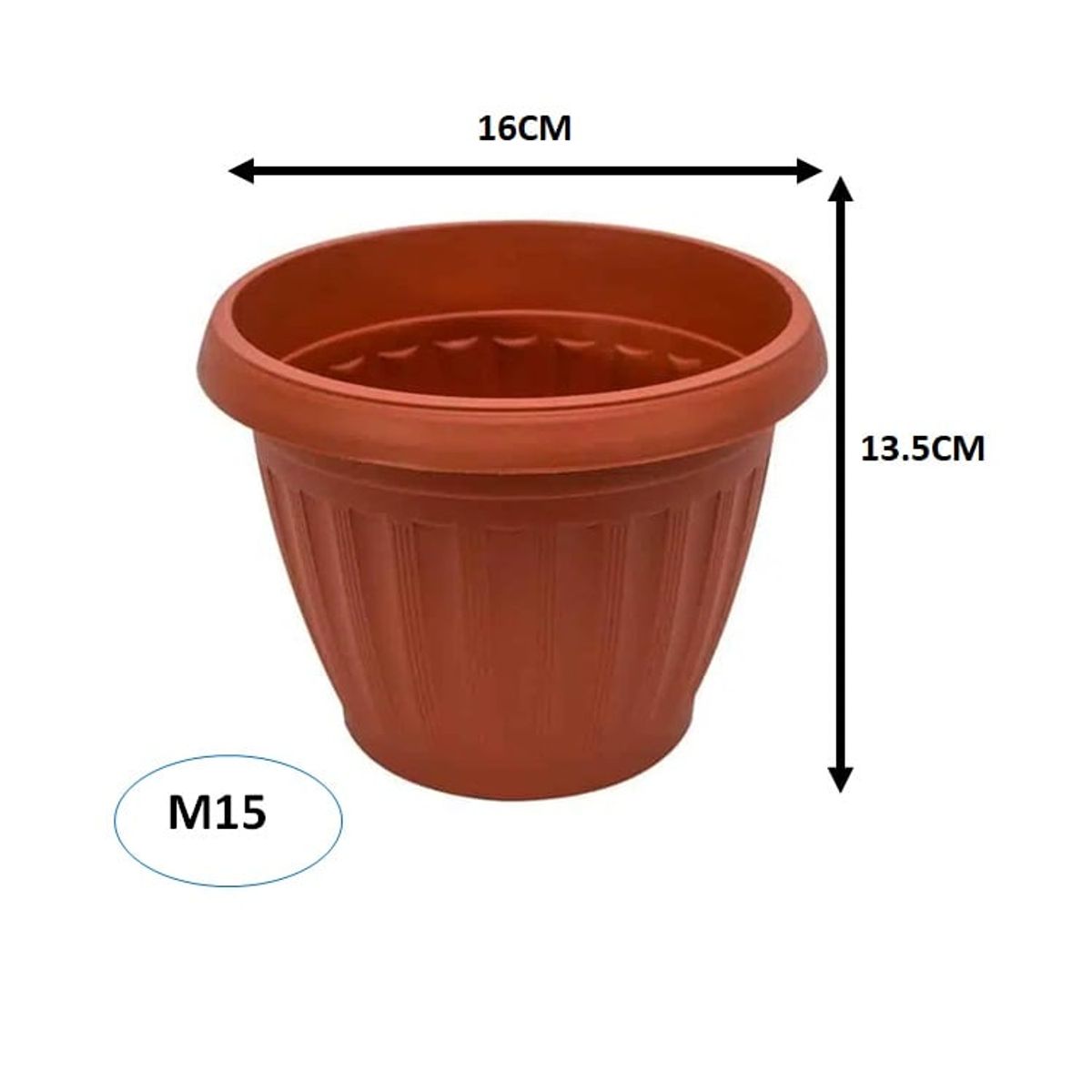 GENERICO - Pack 5 Maceteros Plástico Redondo 16cm N°15 Var