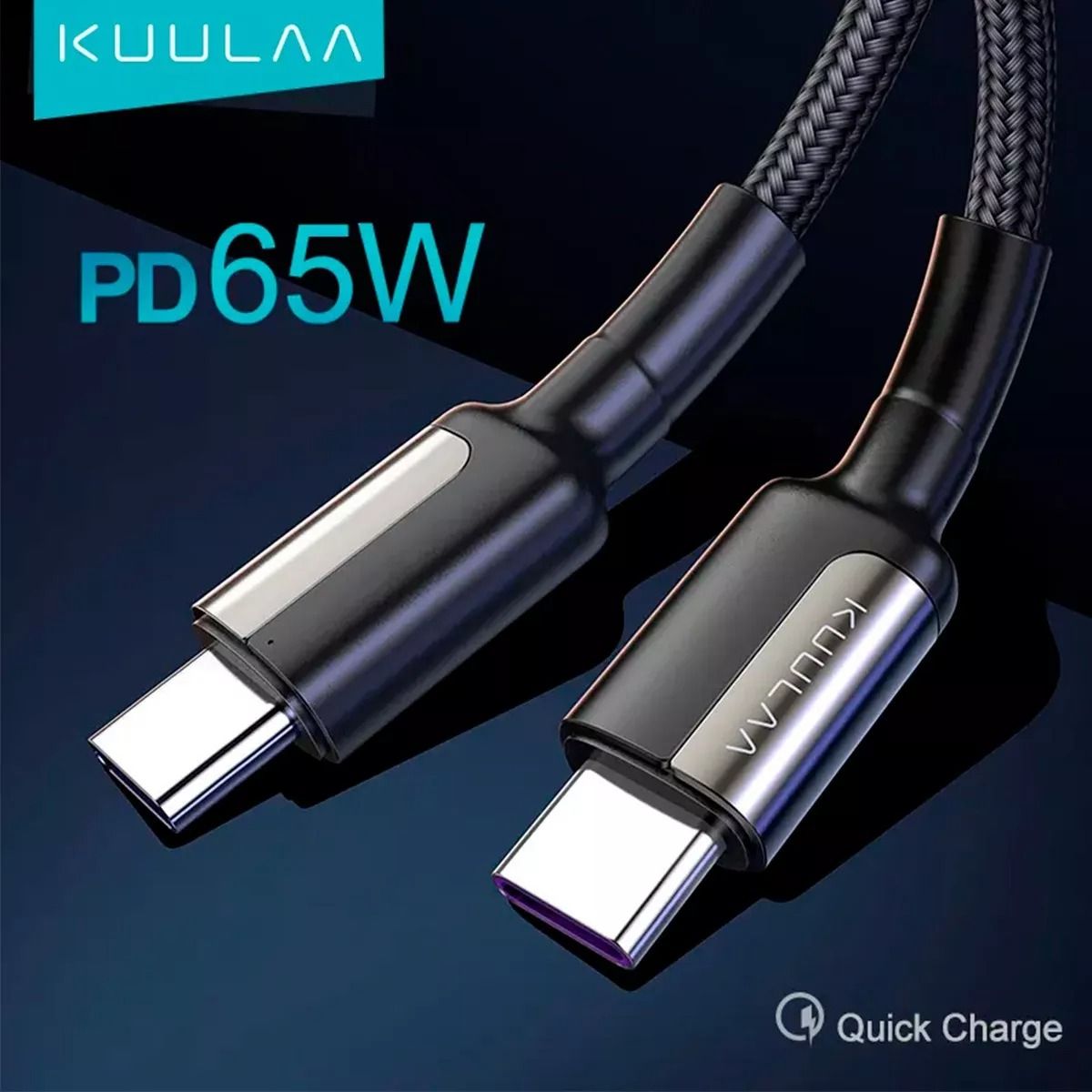 KUULAA - Cable Tipo C A Usb-c Carga Rápida 65w Largo 2 Metros Kuulaa