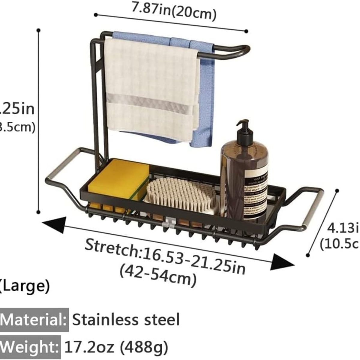 YOMYM - Estante De Almacenamiento Para Fregadero Extensible Con Toallero