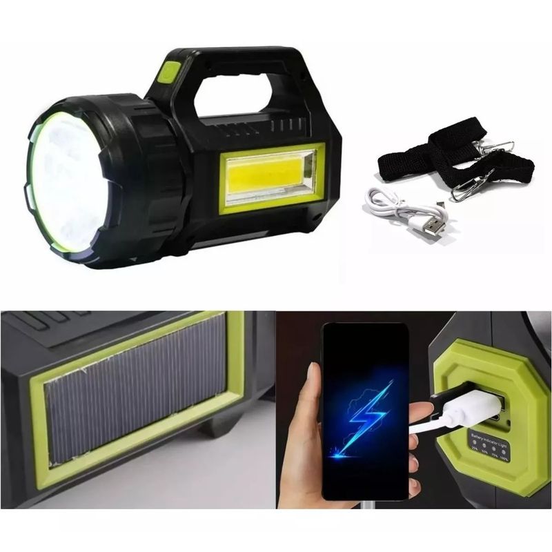 MUNDO MAGIA - Linterna Led Largo Alcance Recargable Usb 600mts 6 Funciones