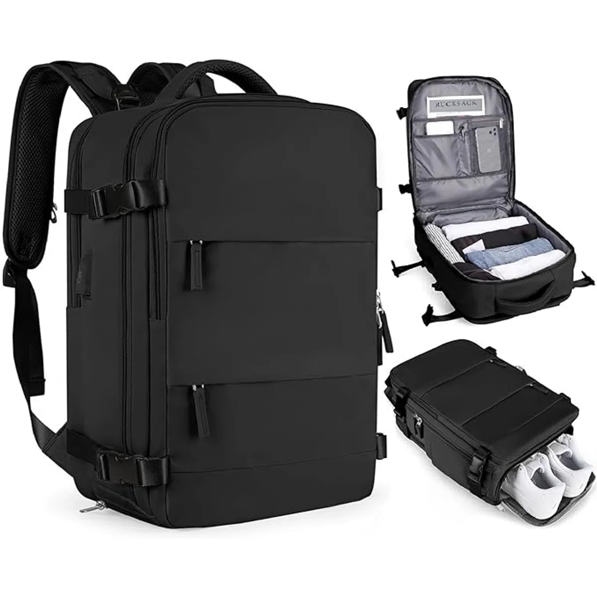 KUANGYE - Mochila Viaje Cabina Avión Viral Impermeable Zapatos Usb