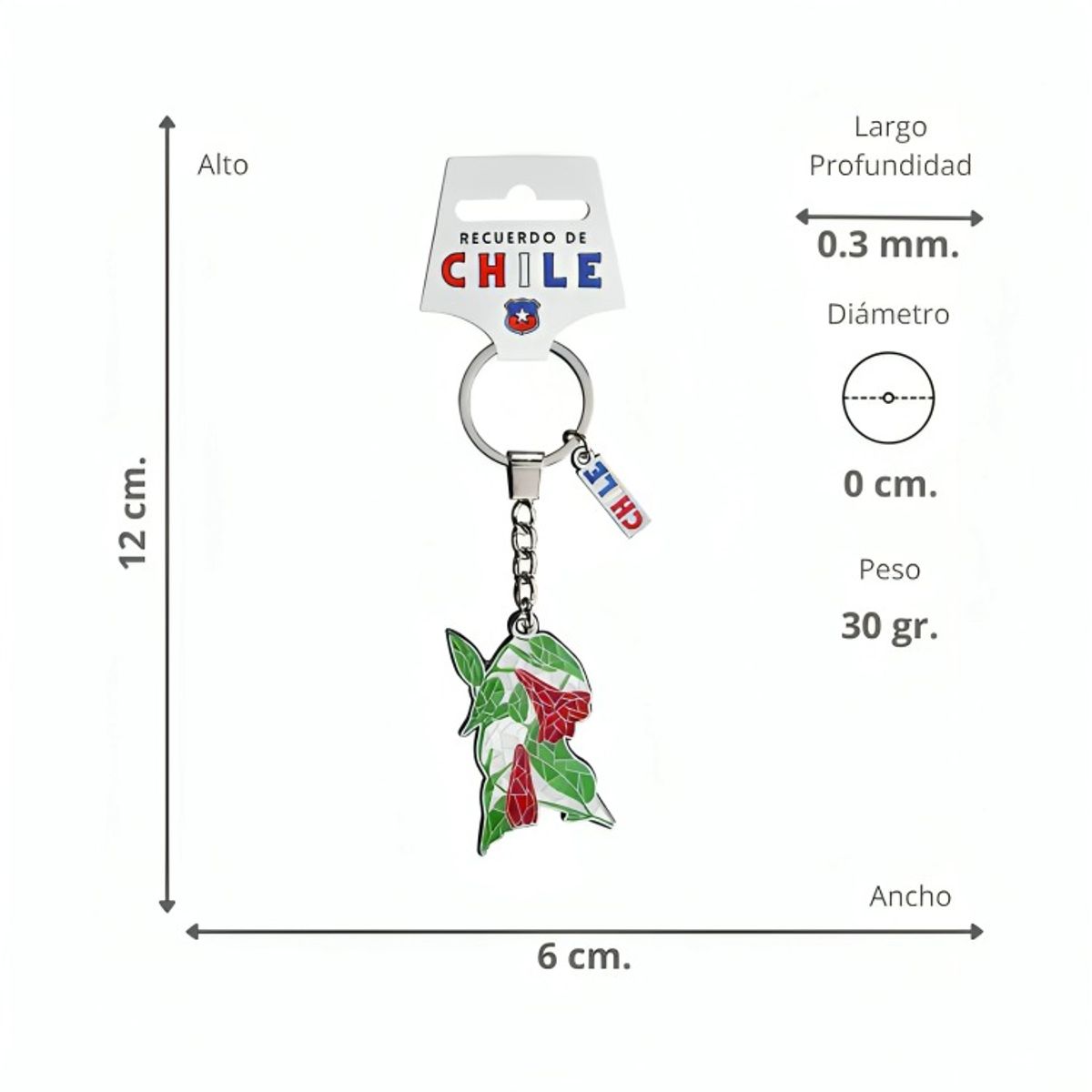 OEM - Llavero Metalico Mosaic Copihue
