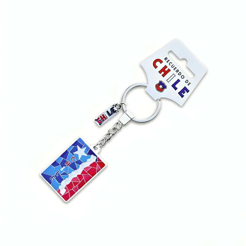 OEM - Llavero Metalico Mosaic Estrella Bandera Chile