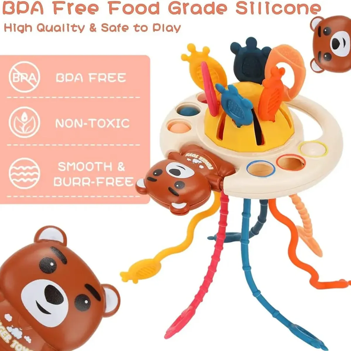 GENERICO - SONAJERO SENSORIAL DE SILICONA MONTESSORI OSO