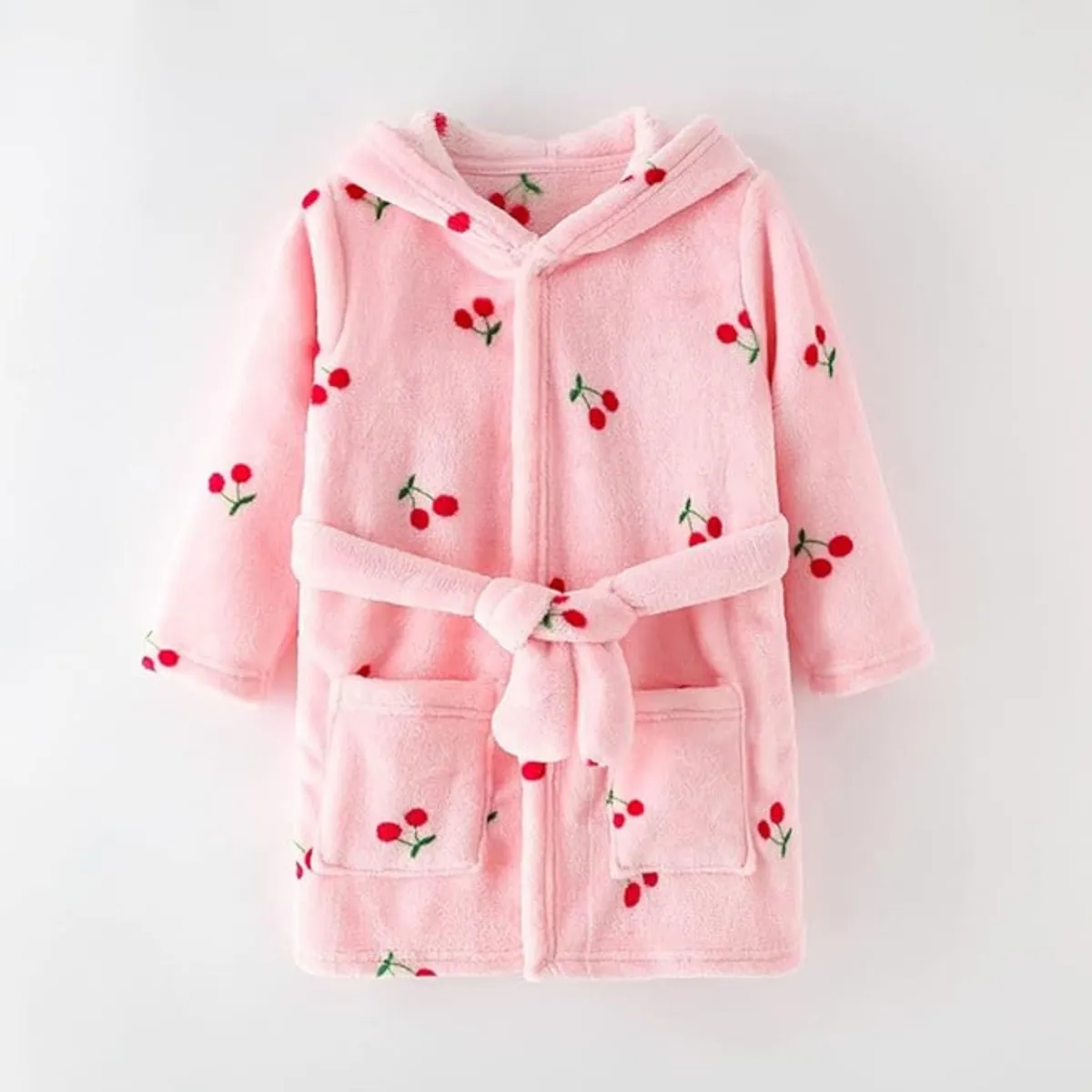 JUMP KIDS - Bata de Baño Capucha y Bolsillos Niña Polar Cerezas