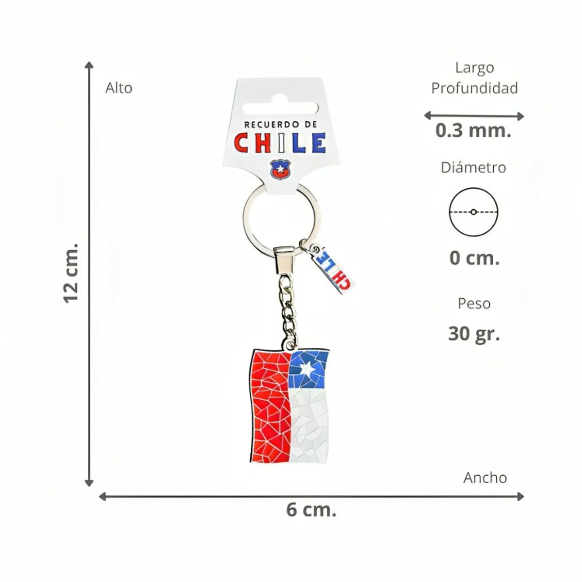 OEM - Llavero Metalico Mosaic Bandera Chile
