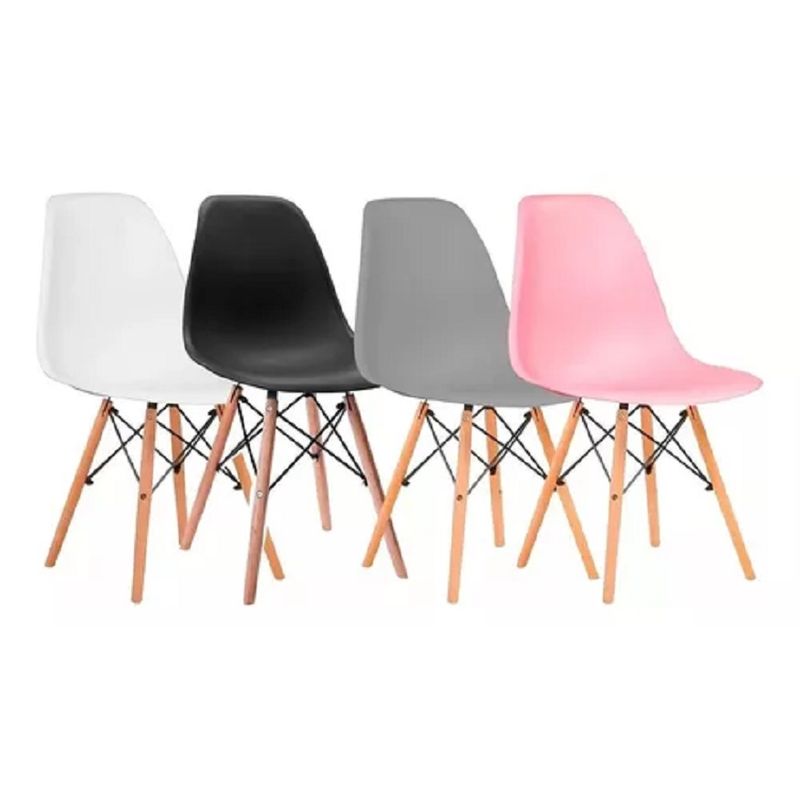 GENERICO - Silla De Comedor Eames Dsw Clasica Estructura Pvc Hogar 262490 Negro