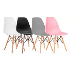 GENERICO - Silla De Comedor Eames Dsw Clasica Estructura Pvc Hogar 262490 Negro