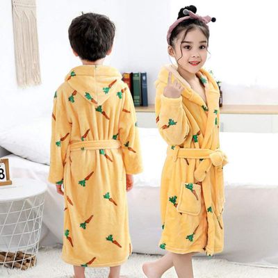 Imagen 2 del producto Bata de Baño Capucha y Bolsillos Niño Polar Zanahoria