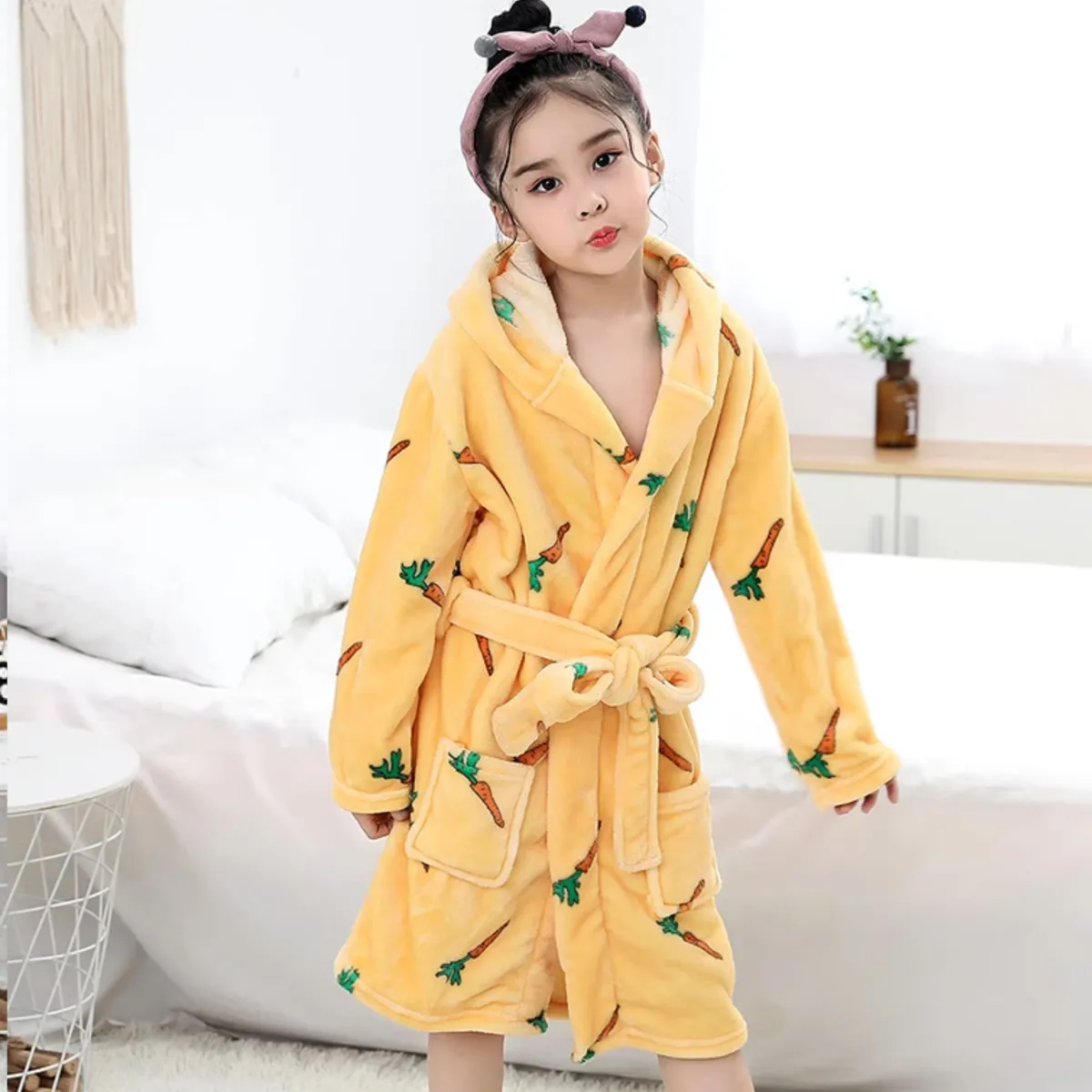 JUMP KIDS - Bata de Baño Capucha y Bolsillos Niño Polar Zanahoria