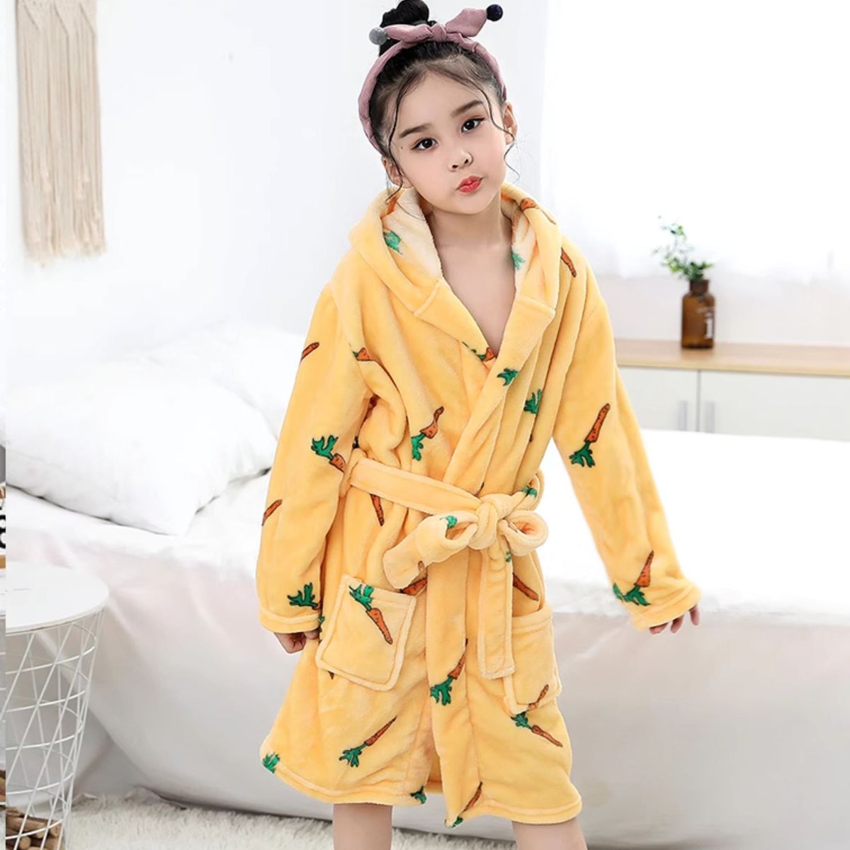 JUMP KIDS - Bata de Baño Capucha y Bolsillos Niño Polar Zanahoria