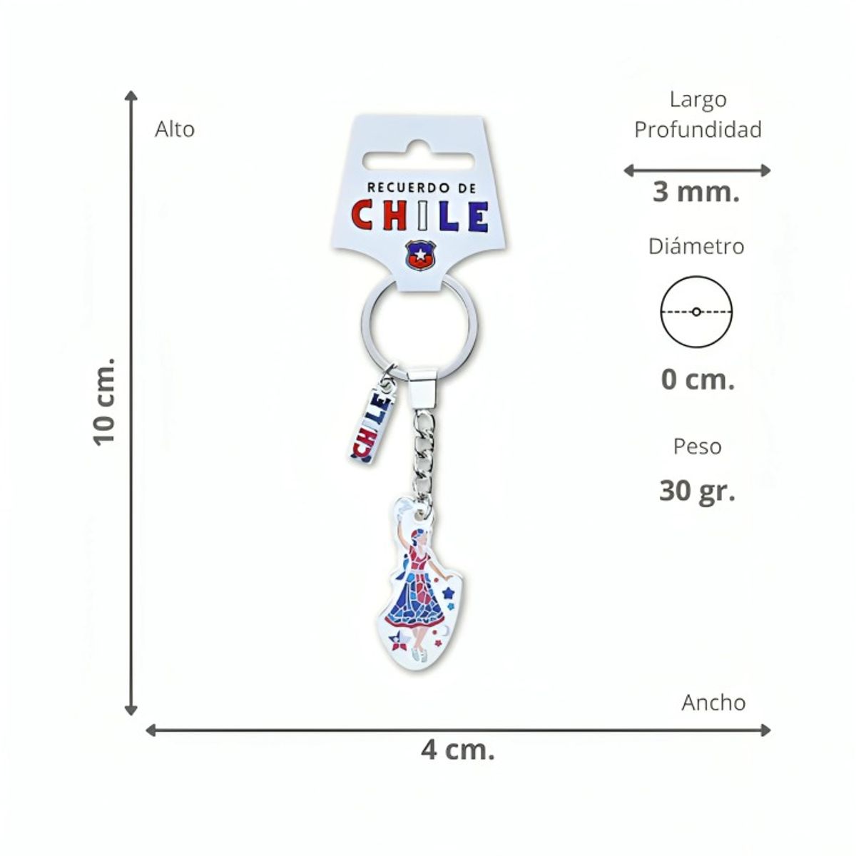 OEM - Llavero Metalico Mosaic Huaso Mujer