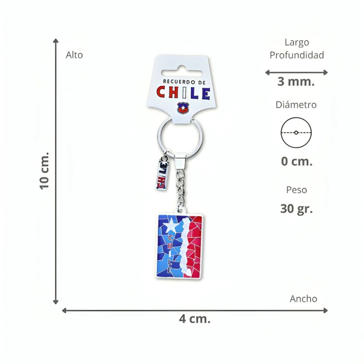 OEM - Llavero Metalico Mosaic Huaso Molino Bandera