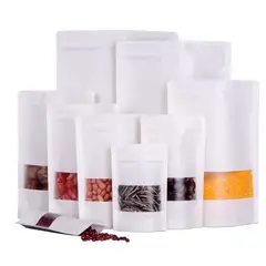 GENERICO - 50 Bolsas Papel Kraft Blancas 9x14+3 Cms, Resellables +Regalo