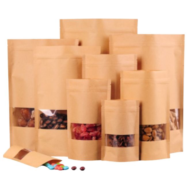 GENERICO - 50 Bolsas De Papel Kraft 18x26+5 Cms, Resellables